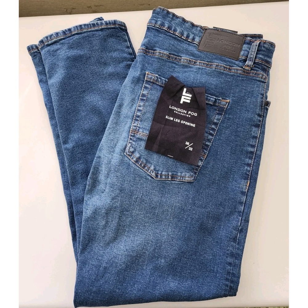 London Fog Collection Blue Jeans Slim Leg Opening Stretch‎ Tag 36/32 (38.5/30.5)